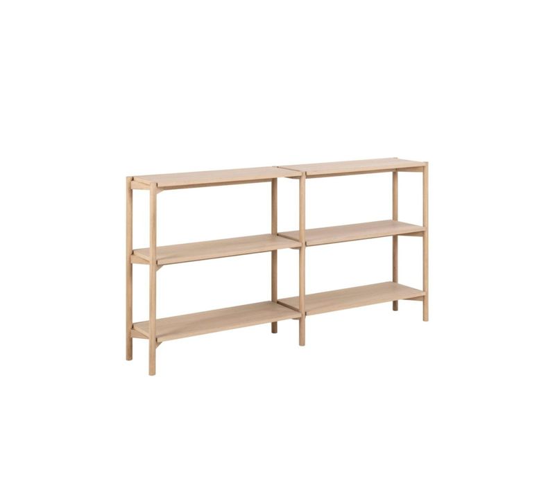 Bibliothèque Basse Scandinave En Chêne Blanchi 4 Tablettes - Brenda