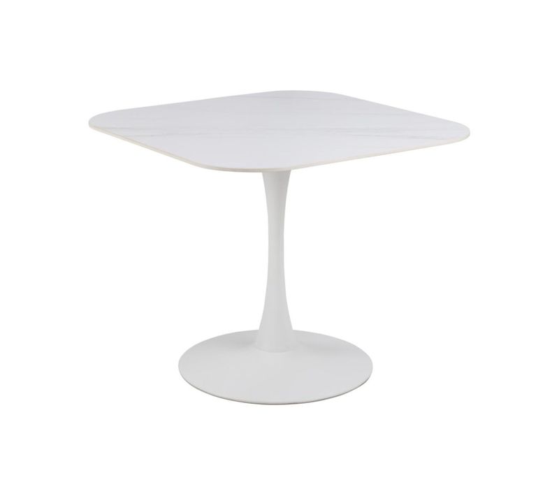Table à Manger Carrée En Céramique Et Pied Tulipe En Métal L90 - Marsa