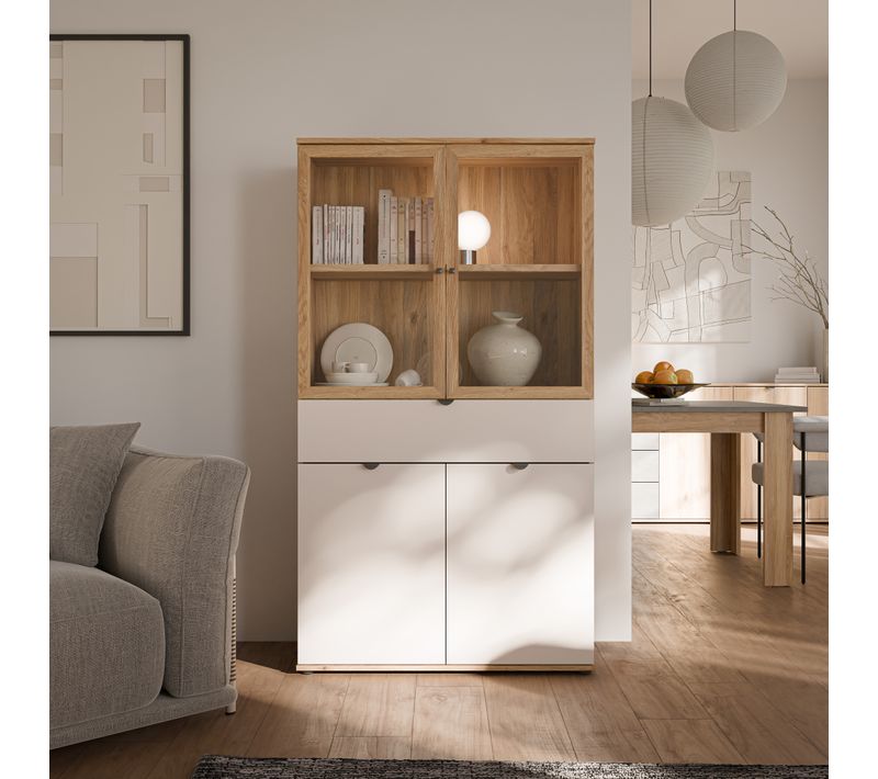 Vitrine UNIK Imitation chêne / grège