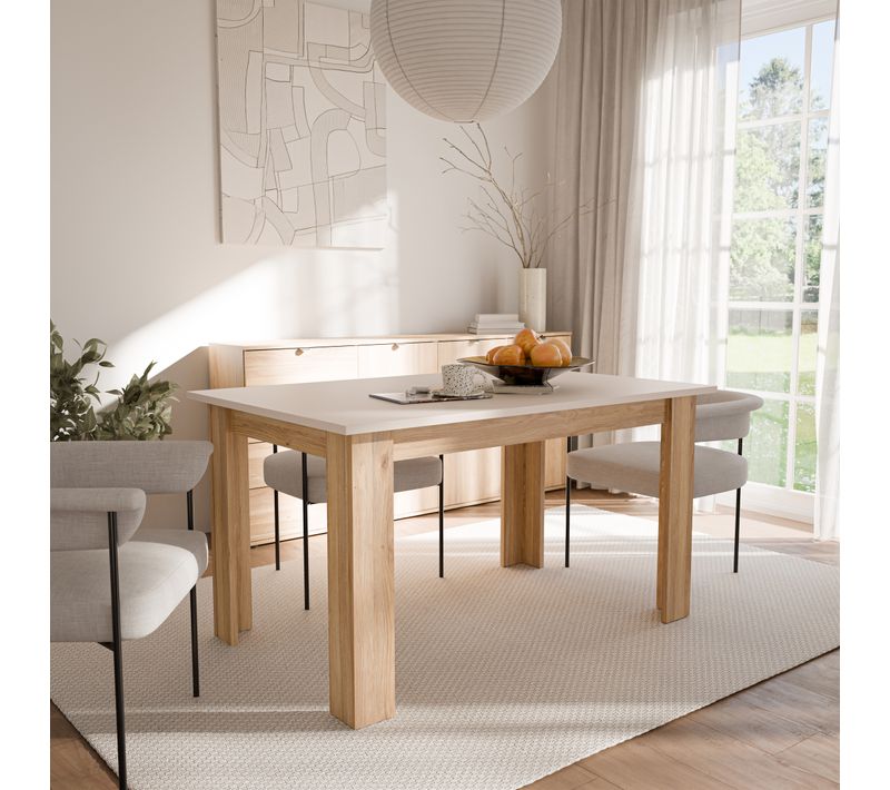 Table extensible L. 140/180 cm UNIK Imitation chêne / grège