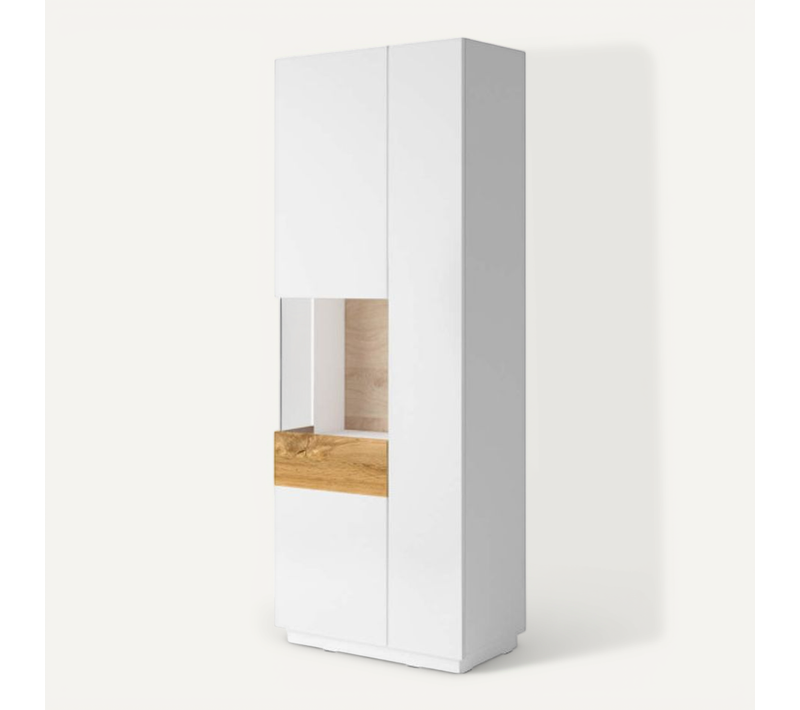 Vitrine Lumina 2 Portes Dont 1 Vitrée à Gauche En Panneaux Mélaminés - Chêne