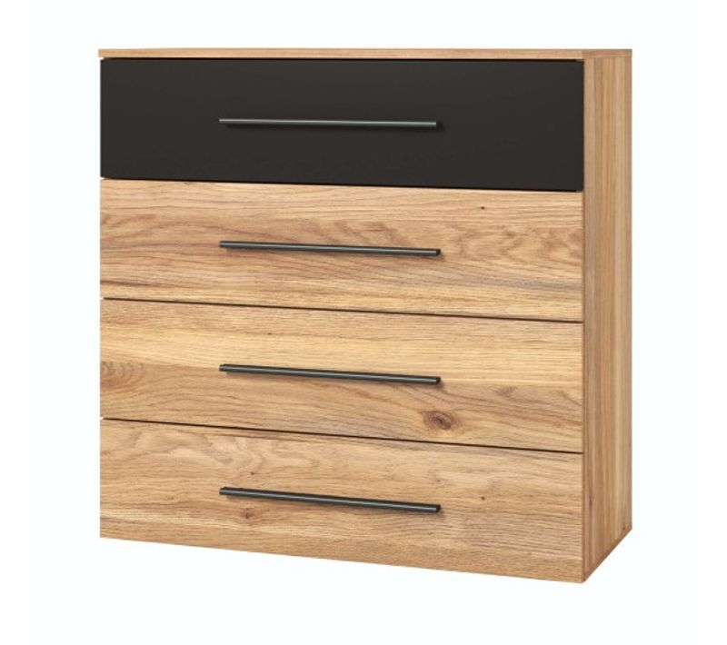Commode Orion 4 Tiroirs - Chêne Clair / Noir