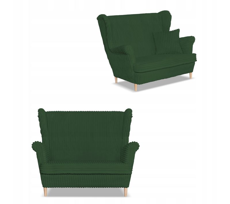 Canapé à Oreilles Scandinave Rene Estella En Velours Côtelé Vert