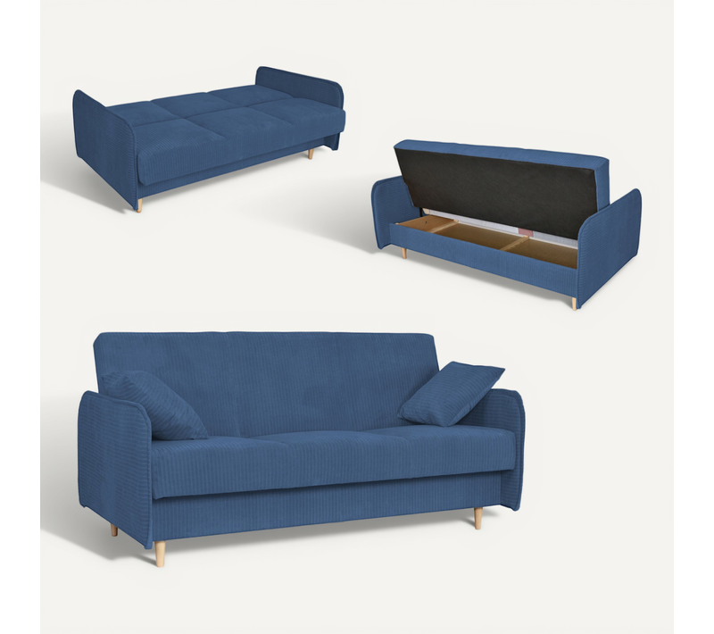 Canapé Convertible - Family - Alvo - Bleu - Coffre, Convertible