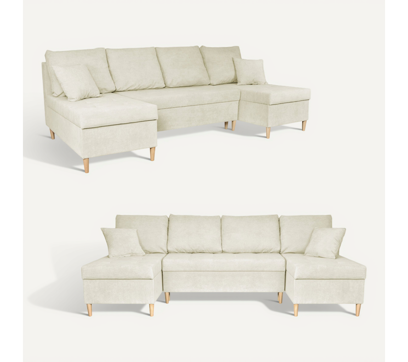 Canapé D'angle Convertible - Family - Wigo - Beige - Convertible - Réf 3095