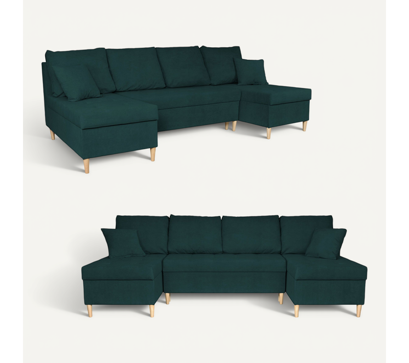 Canapé D'angle Convertible - Family - Wigo - Vert - Convertible - Réf 3132