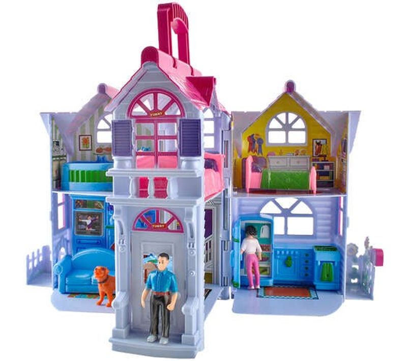 Maison Chateau Poupée Pliable : 23 X 38 X 28,5 Cm Avec Acessoires Inclus