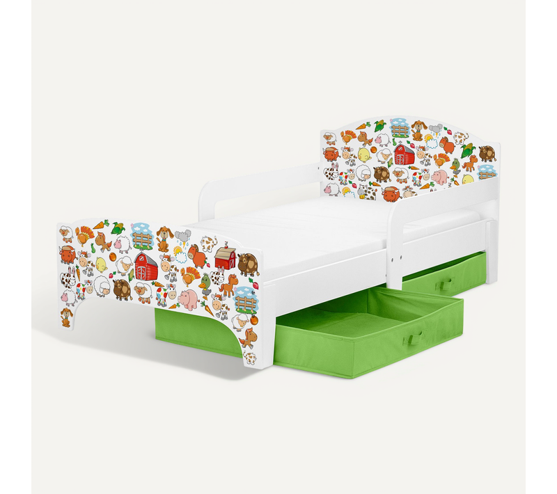 Moderne Lit D'enfant Smart En Bois Avec Un Matelas Animaux à La Ferme