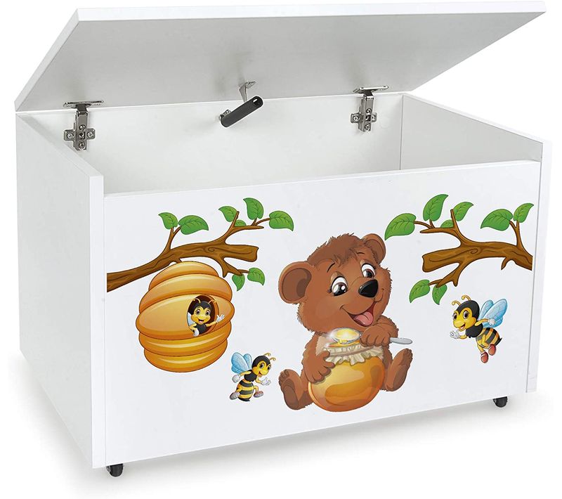 Coffre à Jouets XXL Sur Roulettes: Ours Et Abeilles