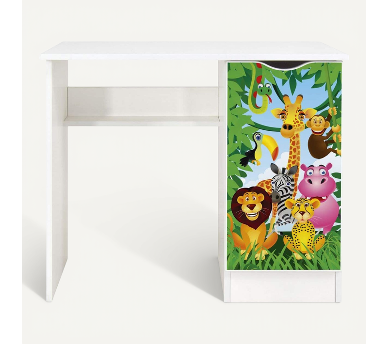 Bureau Blanc Avec Étagère Roma - Animaux