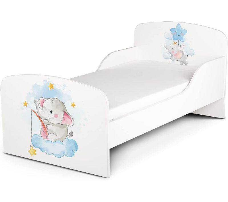 Moderne Lit D'enfant Toddler Avec Matelas Couleur Blanc Petit Éléphant