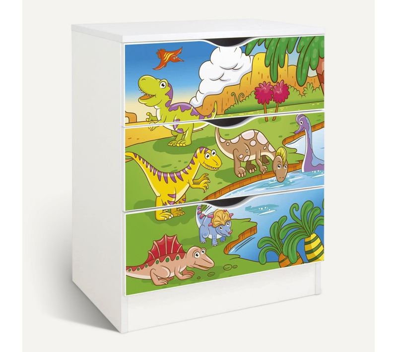Commode Blanche Avec Les Tiroirs Roma /motif Dino/