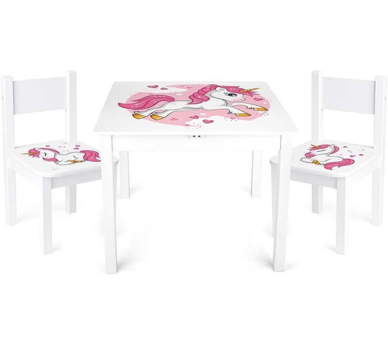 Table 'yeti' Et 2 Chaises Enfant Lovely Licorne