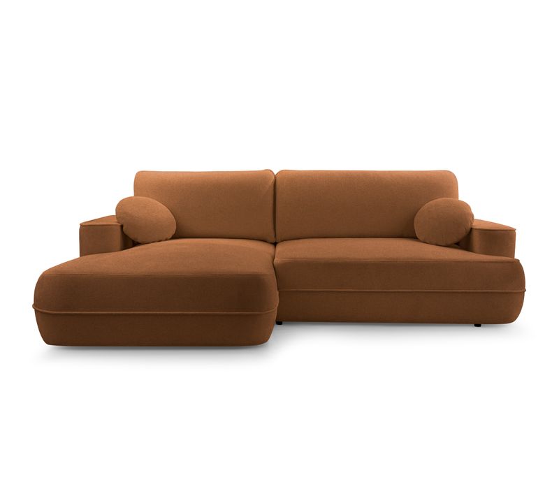 Canapé D'angle Gauche En Tissu Cuivre Peoni 267/168/87 Cm - Avec Coffre Et Fonction Lit