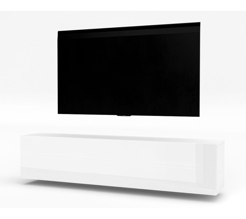 Meuble TV Suspendu Zivolli 160 Cm Blanc Mat Et Brillant 160/34/40 - Push-to-open