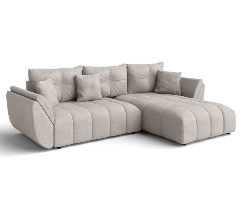 Canapé D’angle Réversible En Tissu Beige Antalya 280x190x91 Cm – Avec Coffre Et Fonction Lit