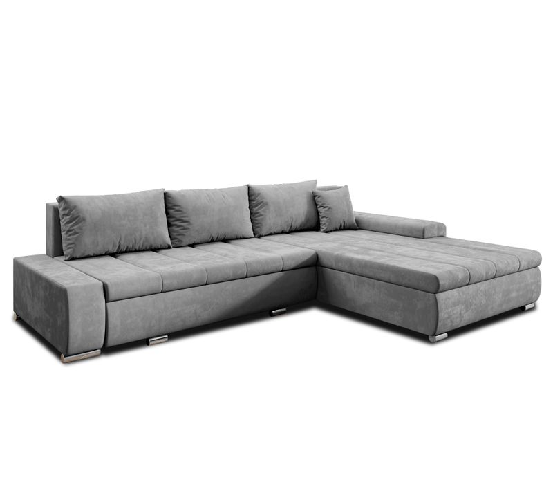 Canapé D’angle Réversible En Tissu Gris Tunceli 297x210x85 Cm – Avec Coffre Et Fonction Lit