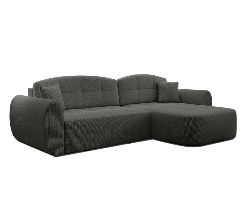 Canapé D’angle Réversible En Tissu Gris Nubio 282x170x91 Cm – Avec Coffre Et Fonction Lit