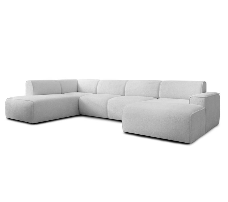 Canapé Panoramique Gauche En Tissu Didim U 378/220/78 Cm - Argenté