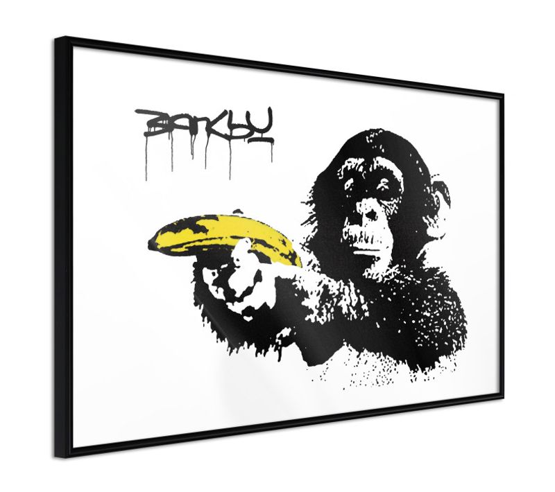 Affiche Murale Encadrée "banksy Banana Gun Ii" 60 X 40 Cm Noir