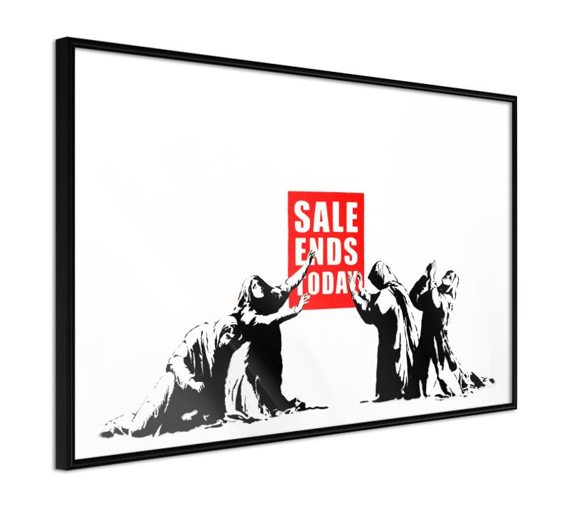 Affiche Murale Encadrée "banksy Sale Ends" 30 X 20 Cm Noir