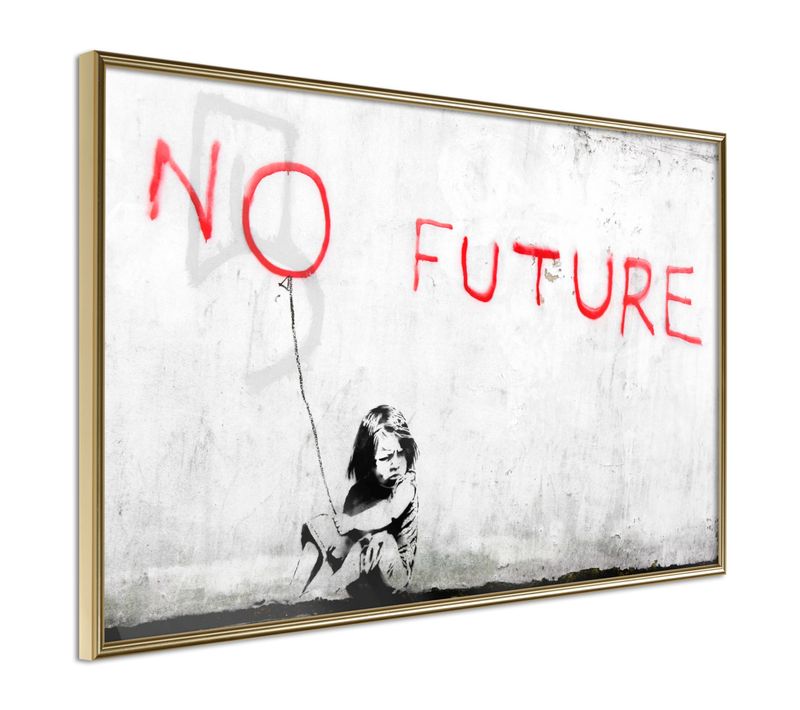 Affiche Murale Encadrée "banksy No Future" 45 X 30 Cm Doré