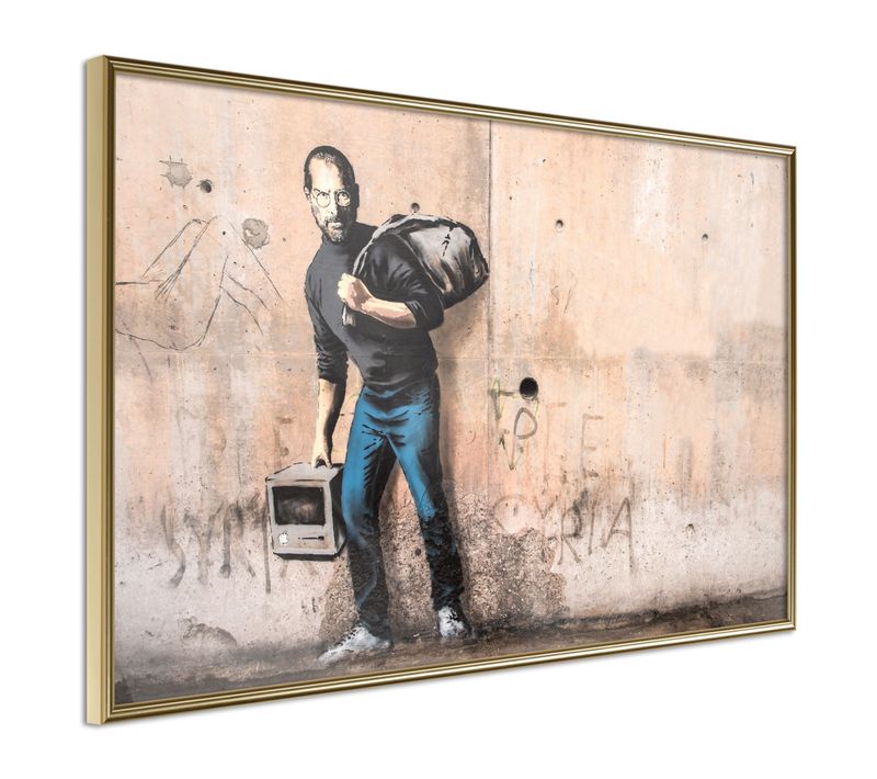 Affiche Murale Encadrée "banksy The Son" 90 X 60 Cm Doré
