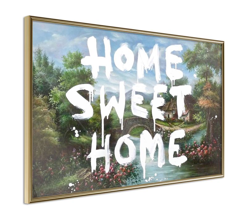 Affiche Murale Encadrée "there's No Place Like Home" 60 X 40 Cm Doré