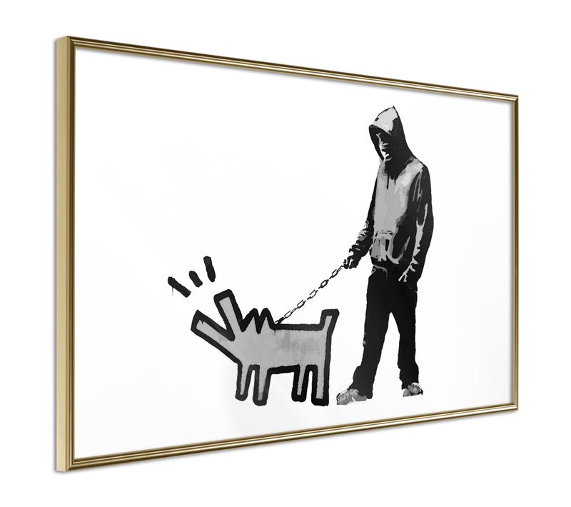 Affiche Murale Encadrée "banksy Choose Your Weapon" 30 X 20 Cm Doré