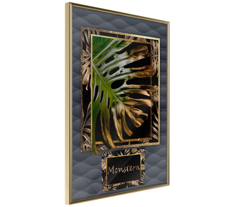 Affiche Murale Encadrée "monstera In The Frame" 40 X 60 Cm Doré