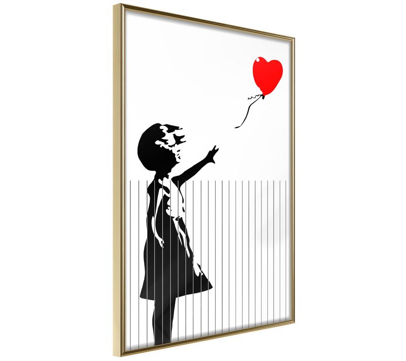 Affiche Murale Encadrée "banksy Love Is In The Bin" 30 X 42 Cm Doré