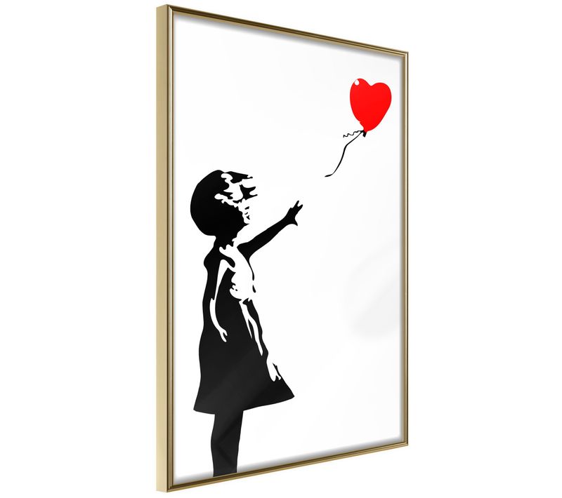 Affiche Murale Encadrée "banksy Girl With Balloon I" 30 X 42 Cm Doré