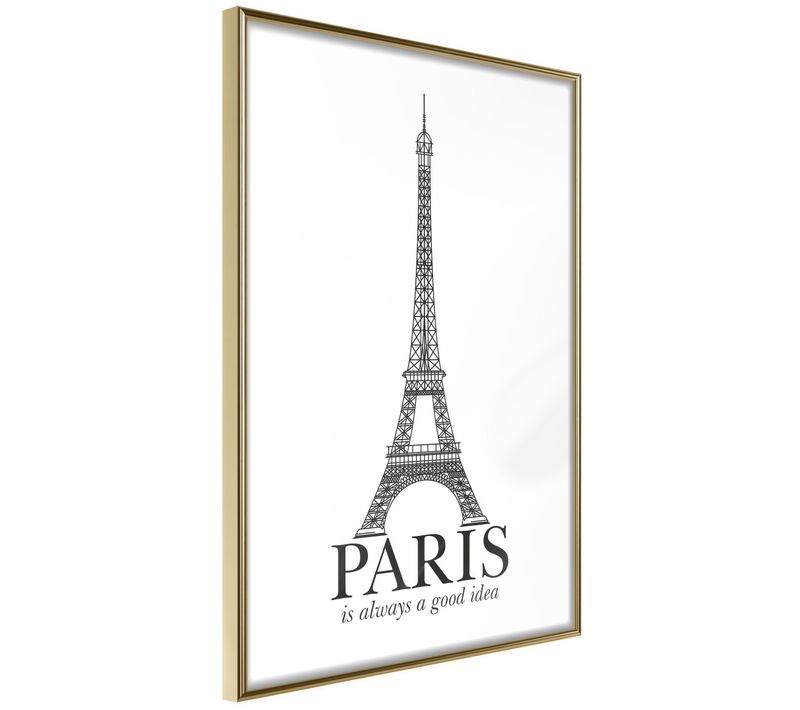 Affiche Murale Encadrée "eiffel Tower" 40 X 60 Cm Doré
