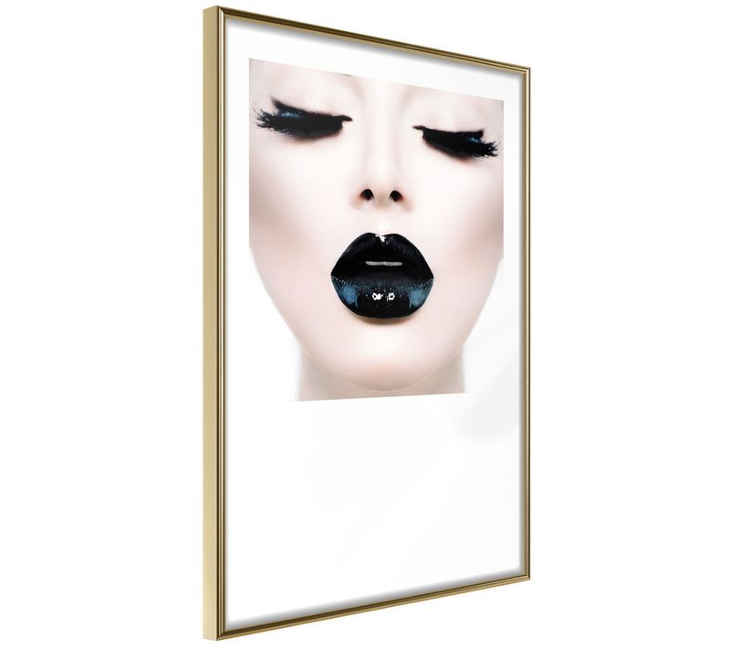 Affiche Murale Encadrée "black Lipstick" 40 X 60 Cm Doré