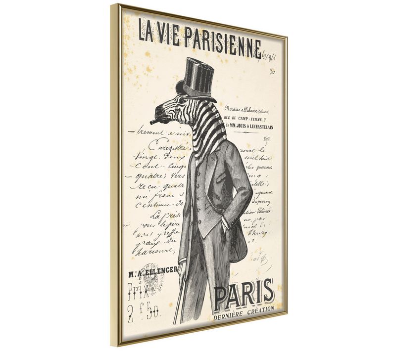 Affiche Murale Encadrée "the Parisian Life" 30 X 42 Cm Doré