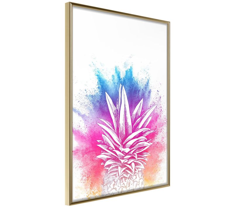 Affiche Murale Encadrée "rainbow Pineapple Crown" 40 X 60 Cm Doré