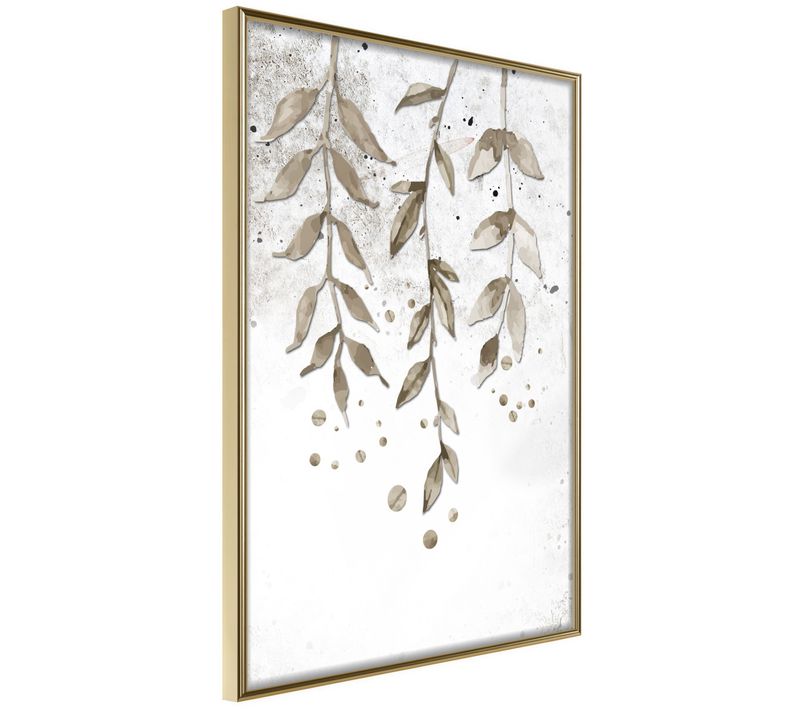 Affiche Murale Encadrée "curtain Of Leaves" 30 X 42 Cm Doré