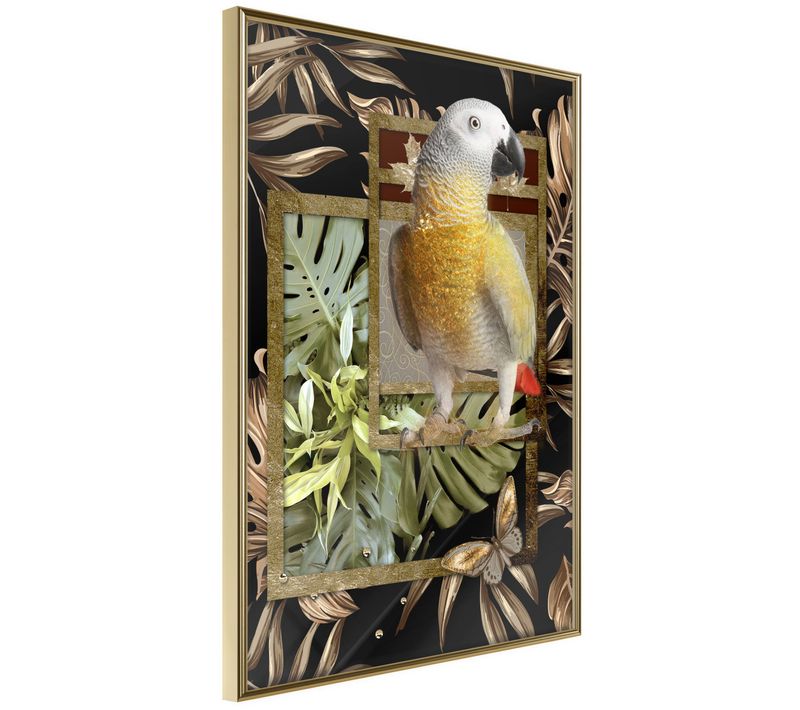 Affiche Murale Encadrée "composition With Gold Parrot" 40 X 60 Cm Doré