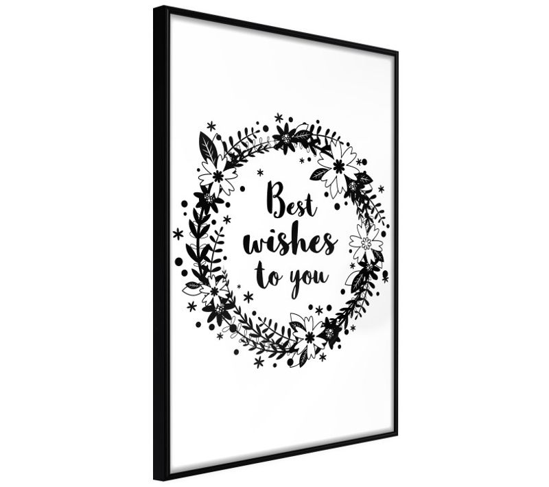 Affiche Murale Encadrée "best Wishes" 21 X 30 Cm Noir