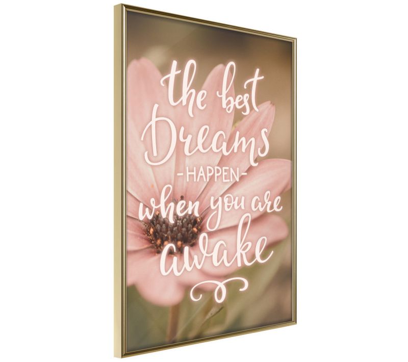 Affiche Murale Encadrée "the Best Dreams" 21 X 30 Cm Doré