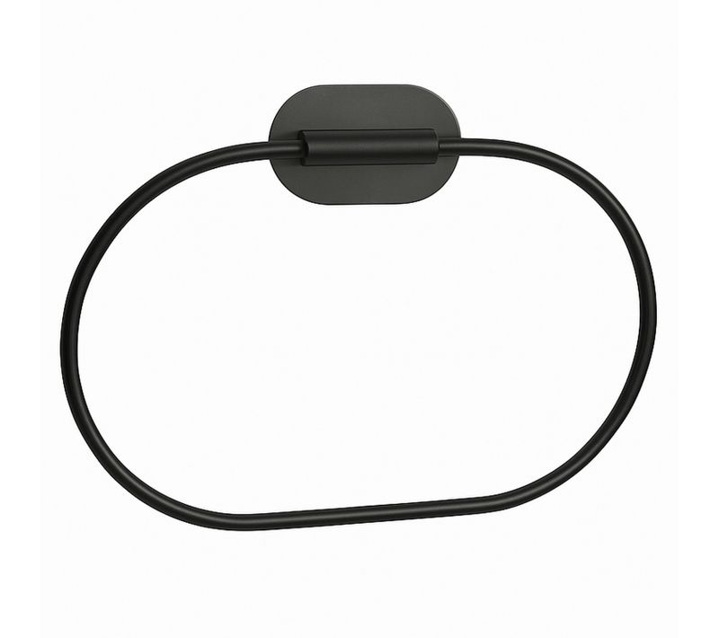 Porte-serviettes Anneau Sepio Noir Auto-adhésif En Acier Inoxydable 19 X 11 X 4 Cm