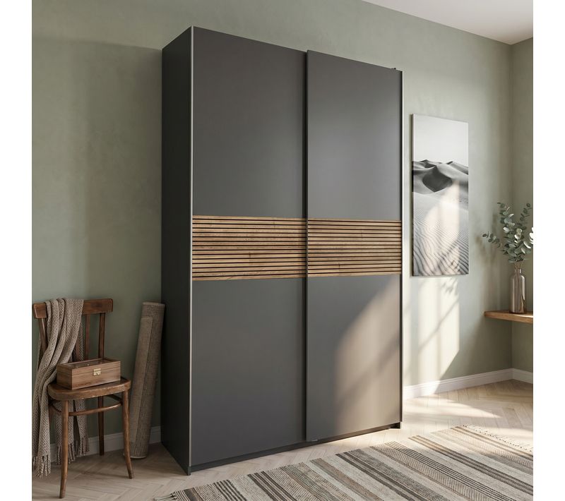 Armoire 2 portes coulissantes L. 170 cm THOMAS Graphite