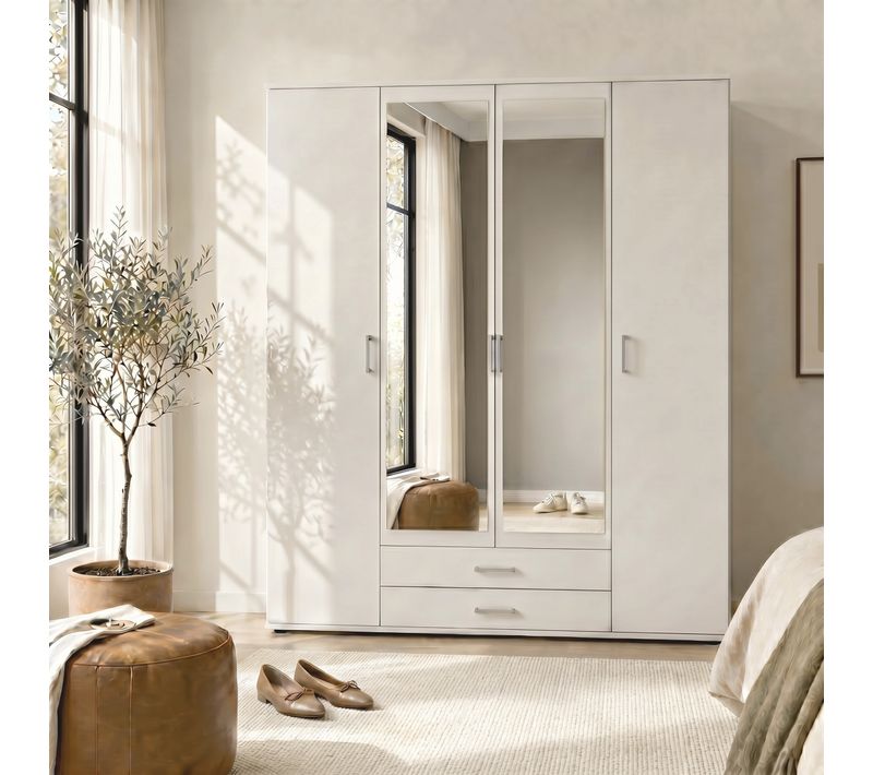 Armoire 4 portes L. 160 cm KARL blanc