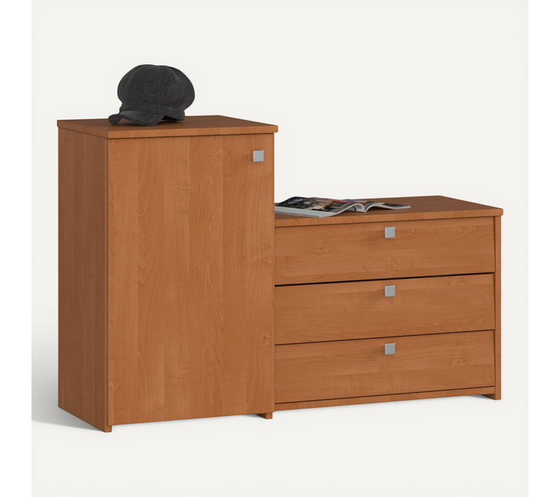 Meuble à Chaussures S16 Aulne 98,4 Cm 4 Portes Façade Aulne 5 Étagères 98,4x33x68 Cm