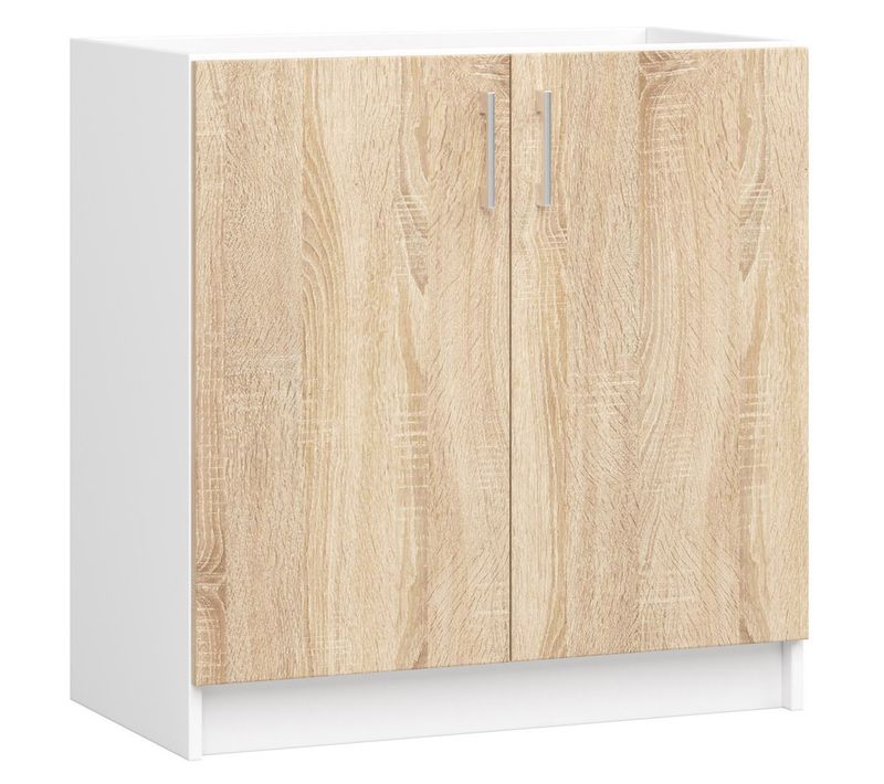 Meuble De Cuisine Bas S80 Pour Évier Lima Modulable Blanc 80 Cm 2 Portes Couleur Chêne Sonoma