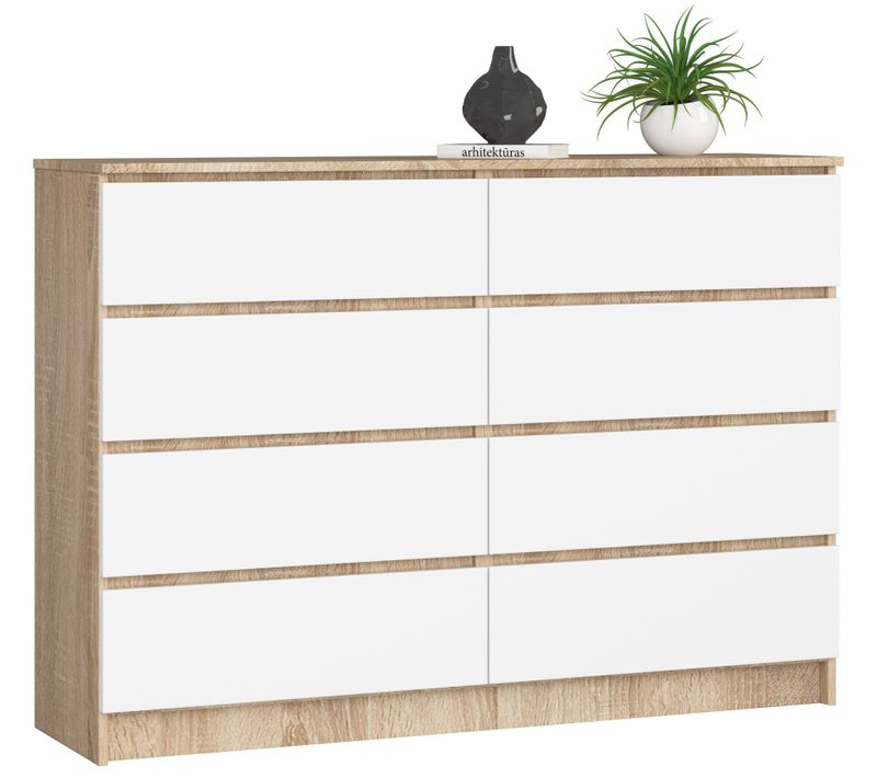 Commode 8 Tiroirs Chêne Sonoma/blanc 138x40x99