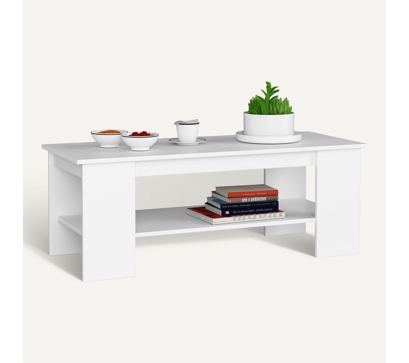 Table à Café Table Basse Kami Blanche 120 Cm Couleur Blanc 120x50x45 Cm