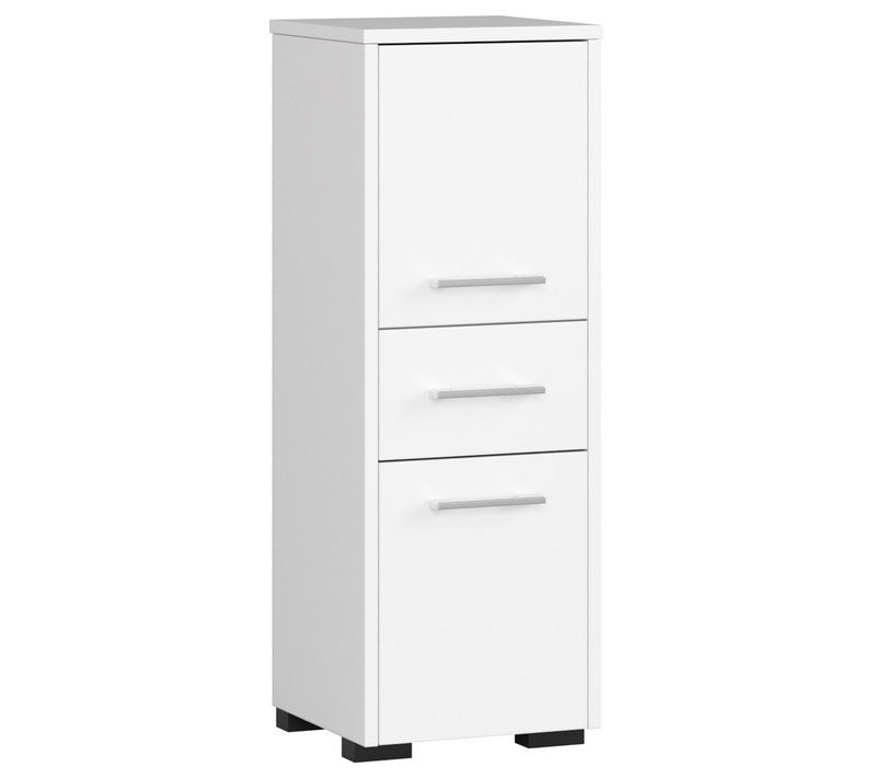 Colonne Salle De Bains Fin Blanche 30 Cm 2 Portes 1 Tiroir Façade Blanche 3 étagères 30x30x85 Cm