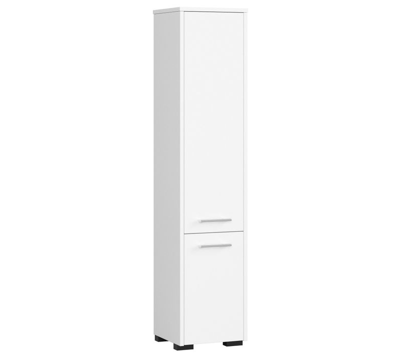 Colonne Salle De Bains Akord Fin Blanche 30 Cm 2 Portes Façade Blanche 5 Étagères 30x30x140 Cm