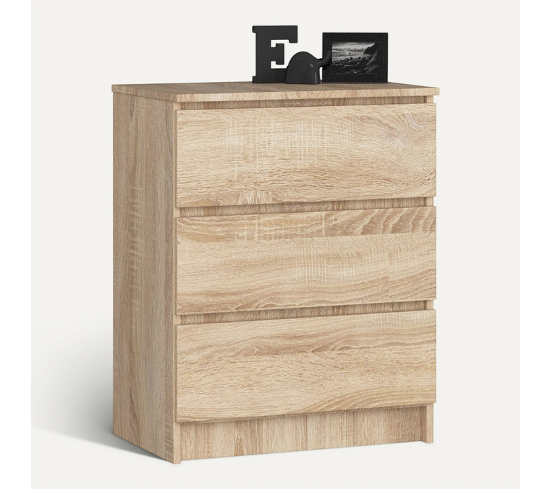 Commode K60 Chêne Sonoma 60 Cm 3 Tiroirs Façade Chêne Sonoma 60x40x77 Cm